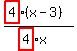(highlight(4)(x-3))/(highlight(4)x)