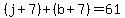 %28j%2B7%29%2B%28b%2B7%29=61