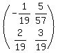 %28matrix%282%2C2%2C-1%2F19%2C5%2F57%2C2%2F19%2C3%2F19%29%29