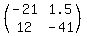 (matrix(2,2,-21,1.5,12,-41))