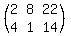 %28matrix%282%2C3%2C2%2C8%2C22%2C4%2C1%2C14%29%29