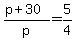 %28p%2B30%29%2Fp=5%2F4