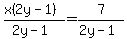 %28x%282y-1%29%29%2F%282y+-1%29+=+7%2F%282y-1%29+