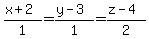%28x%2B2%29%2F1+=+%28y-3%29%2F1+=+%28z+-+4%29%2F2