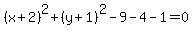 %28x%2B2%29%5E2+%2B+%28y%2B1%29%5E2+-9-4-1+=+0