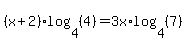 %28x%2B2%29log%284%2C+%284%29%29+=+3x%2Alog%284%2C+%287%29%29