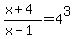 %28x%2B4%29%2F%28x-1%29+=+4%5E3