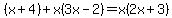 %28x%2B4%29+%2B+x%283x-2%29+=+x%282x%2B3%29