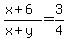 %28x%2B6%29%2F%28x%2By%29=3%2F4