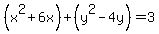 %28x%5E2%2B6x%29+%2B+%28y%5E2-4y%29+=+3