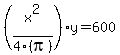 %28x%5E2%2F4%28pi%29%29y+=+600