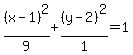 %28x+-+1%29%5E2%2F9+%2B+%28y+-+2%29%5E2%2F1+=+1