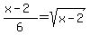 %28x+-+2%29%2F6+=+sqrt%28x+-+2%29