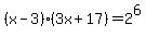 %28x-3%29%2A%283x%2B17%29+=+2%5E6