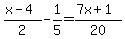 %28x-4%29%2F2-1%2F5=%287x%2B1%29%2F20
