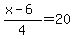 %28x-6%29%2F4=20