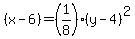 %28x-6%29=%281%2F8%29%28y-4%29%5E2