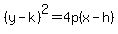 %28y+-+k%29%5E2+=+4p%28x-h%29