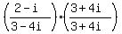 +%28%282-i%29+%2F+%283-4i%29%29+%2A+%28%283%2B4i%29%2F%283%2B4i%29%29