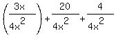 +%28%283x%29%2F%284x%5E2%29%29+%2B+20%2F%284x%5E2%29+%2B+4%2F%284x%5E2%29+