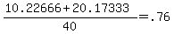 +%28+10.22666+%2B+20.17333+%29+%2F+40+=+.76+