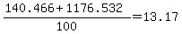 +%28+140.466+%2B+1176.532+%29+%2F+100+=+13.17+