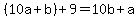 +%2810a+%2B+b%29+%2B+9+=+10b+%2B+a+