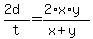 +%282d%29%2Ft+=+%282%2Ax%2Ay%29+%2F+%28+x+%2B+y+%29+