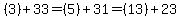 +%283%29%2B33+=+%285%29+%2B+31+=+%2813%29%2B23+