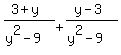 +%283%2By%29%2F%28y%5E2-9%29+%2B+%28y-3%29%2F%28y%5E2-9%29+