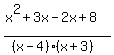 +%28x%5E2%2B3x+-2x%2B8%29%2F%28%28x-4%29%28x%2B3%29%29