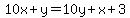+++10x+%2B+y+=+10y+%2B+x+%2B+3