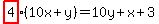 +++highlight%284%29%2810x+%2B+y%29+=+10y+%2B+x+%2B+3