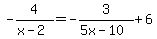 +-4%2F%28x-2%29=-3%2F%285x-10%29%2B6+