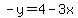 +-y+=+4+-+3x+