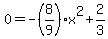 +0+=+-%288%2F9%29x%5E2+%2B+2%2F3+