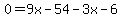 +0+=+9x+-+54+-+3x+-+6+