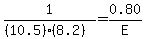 +1%2F%28%2810.5%29%288.2%29%29+=+0.80%2FE+