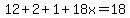 +12+%2B+2+%2B+1+%2B+18x+=+18+