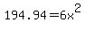 +194.94+=+6x%5E2+