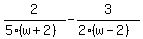 +2%2F%285%28w%2B2%29%29+-+3%2F%282%28w-2%29%29+
