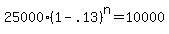 +25000%2A%28+1+-+.13+%29%5En+=+10000+