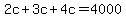 +2c+%2B+3c+%2B+4c+=+4000+