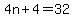 +4n+%2B+4+=+32+