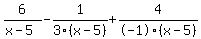 +6%2F%28x-5%29+-1%2F3%28x-5%29+%2B4%2F-1%28x-5%29+