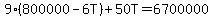 +9%28800000-6T%29%2B50T=6700000
