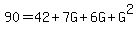 +90=+42+%2B+7G+%2B+6G+%2B+G%5E2+