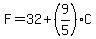 +F+=+32+%2B+%289%2F5%29%2AC