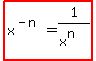  highlight( x^(-n) = 1/(x^n) )