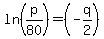 +ln%28p%2F80%29+=+%28-q%2F2%29